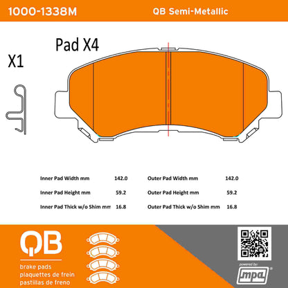 Quality-Built QB Semi-Metallic Brake Pads 1000-1338M