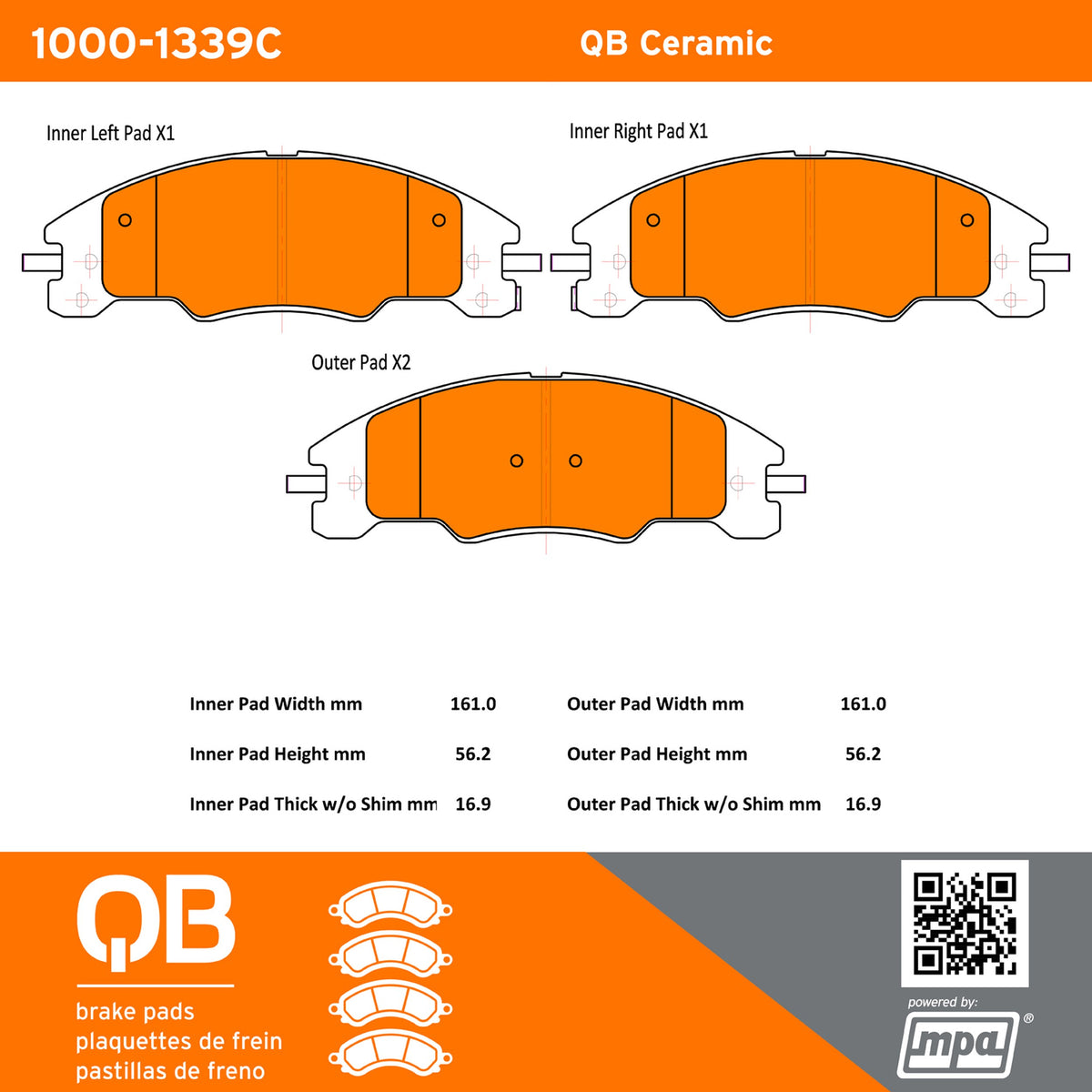 Quality-Built QB Ceramic Brake Pads 1000-1339C