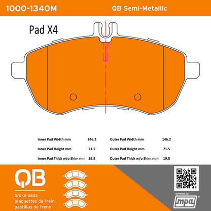 Quality-Built QB Semi-Metallic Brake Pads 1000-1340M