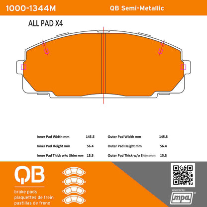 Quality-Built QB Semi-Metallic Brake Pads 1000-1344M