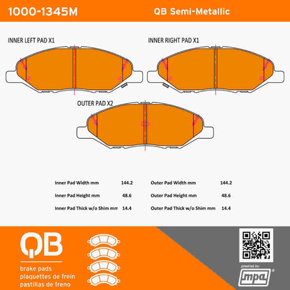 Quality-Built QB Semi-Metallic Brake Pads 1000-1345M