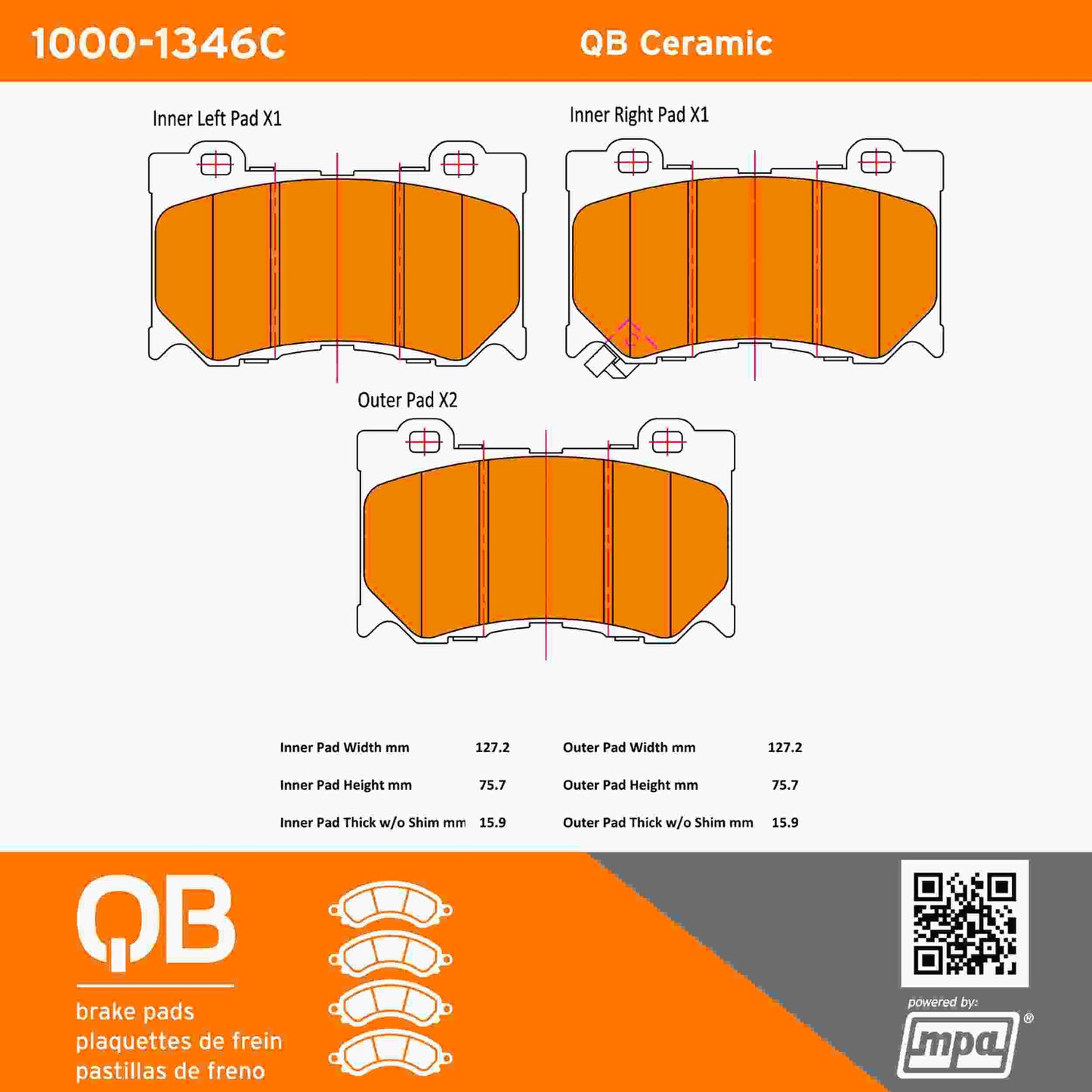 Quality-Built QB Ceramic Brake Pads 1000-1346C
