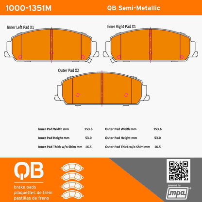 Quality-Built QB Semi-Metallic Brake Pads 1000-1351M