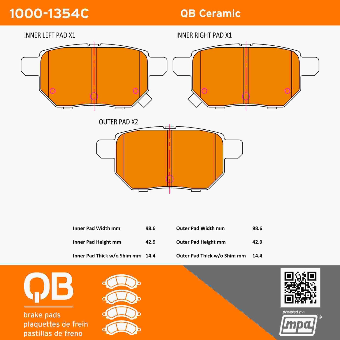 Quality-Built QB Ceramic Brake Pads 1000-1354C
