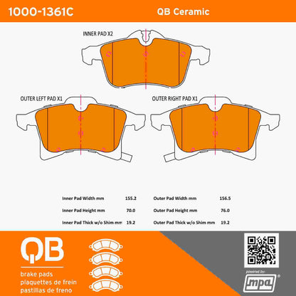 Quality-Built QB Ceramic Brake Pads 1000-1361C