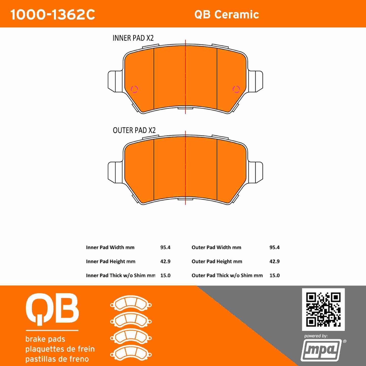 Quality-Built QB Ceramic Brake Pads 1000-1362C