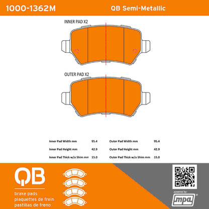 Quality-Built QB Semi-Metallic Brake Pads 1000-1362M