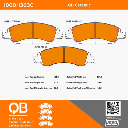 Quality-Built QB Ceramic Brake Pads 1000-1363C