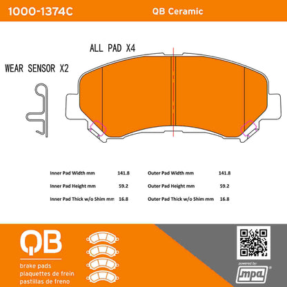Quality-Built QB Ceramic Brake Pads 1000-1374C