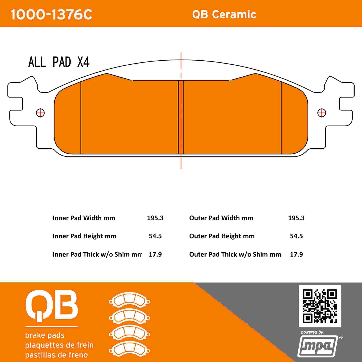 Quality-Built QB Ceramic Brake Pads 1000-1376C