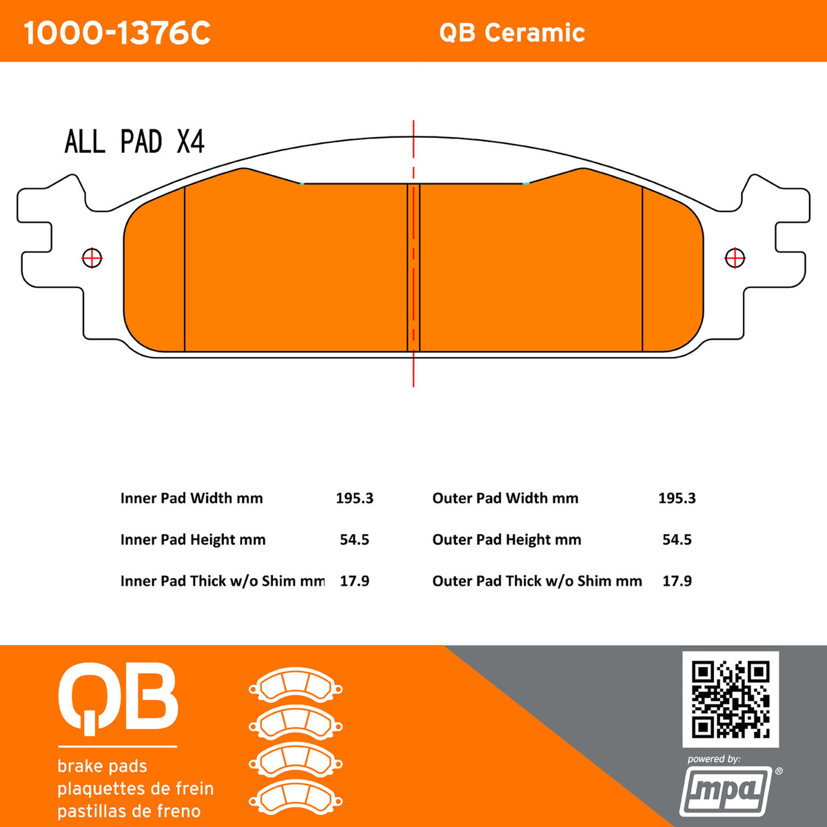 Quality-Built QB Ceramic Brake Pads 1000-1376C