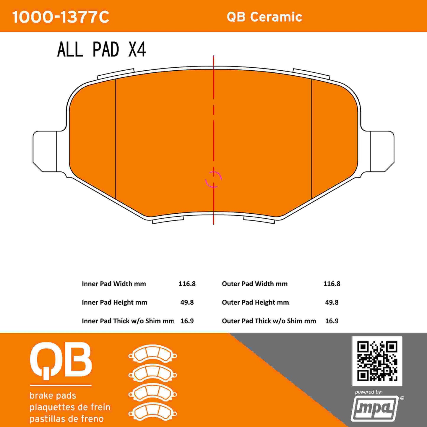 Quality-Built QB Ceramic Brake Pads 1000-1377C