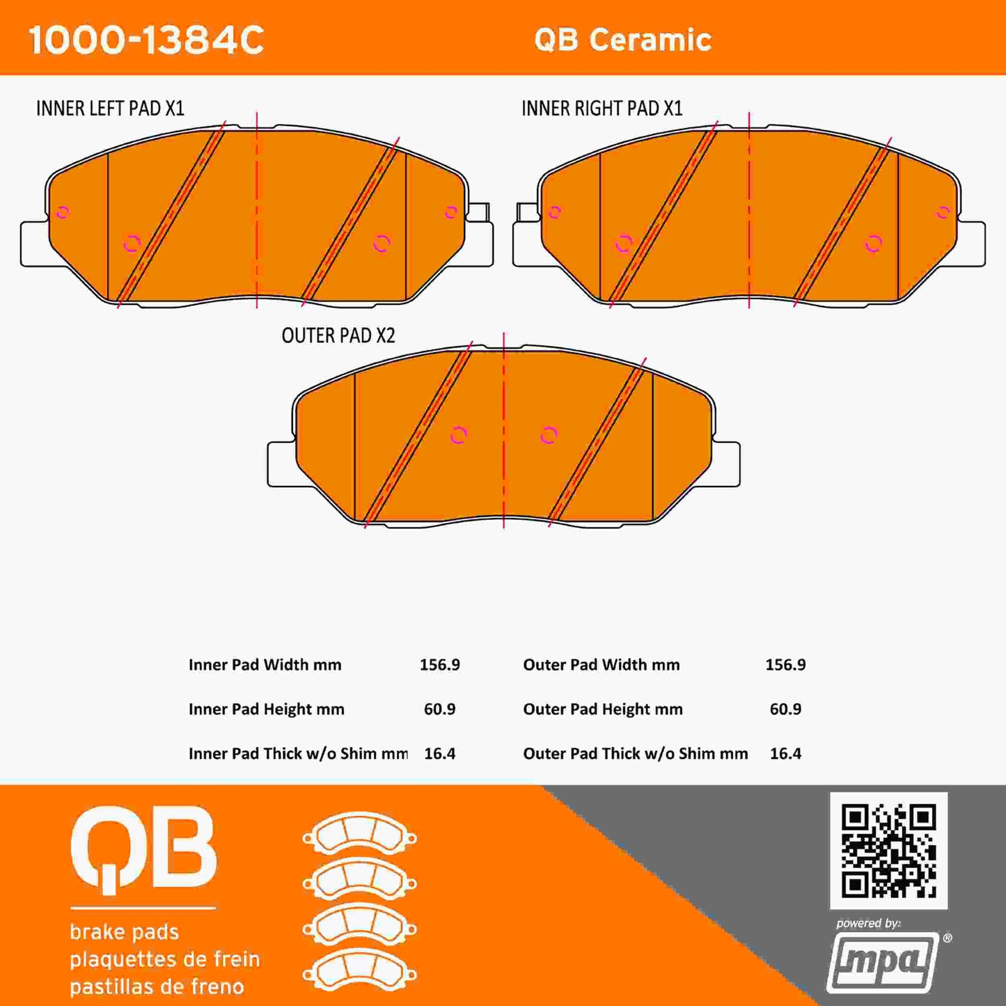 Quality-Built QB Ceramic Brake Pads 1000-1384C