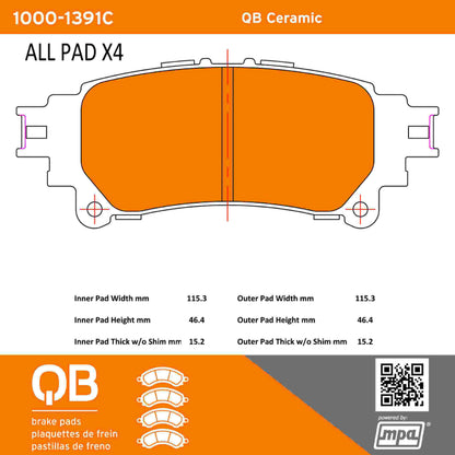 Quality-Built QB Ceramic Brake Pads 1000-1391C