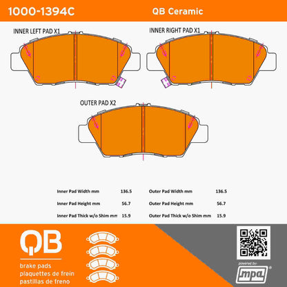 Quality-Built QB Ceramic Brake Pads 1000-1394C