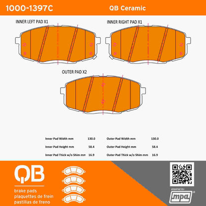 Quality-Built QB Ceramic Brake Pads 1000-1397C