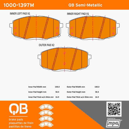 Quality-Built QB Semi-Metallic Brake Pads 1000-1397M