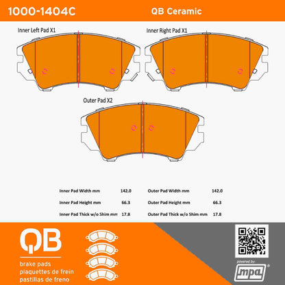 Quality-Built QB Ceramic Brake Pads 1000-1404C