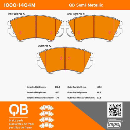 Quality-Built QB Semi-Metallic Brake Pads 1000-1404M