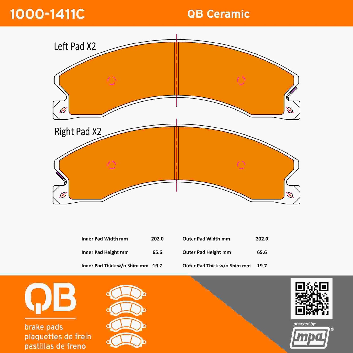 Quality-Built QB Ceramic Brake Pads 1000-1411C