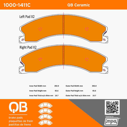Quality-Built QB Ceramic Brake Pads 1000-1411C