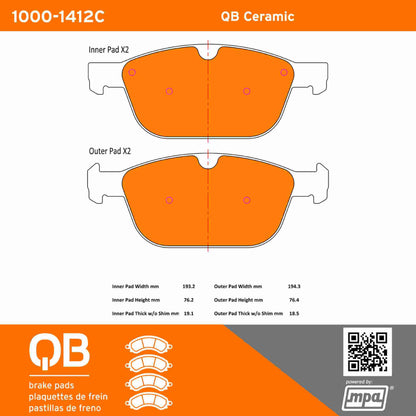 Quality-Built QB Ceramic Brake Pads 1000-1412C