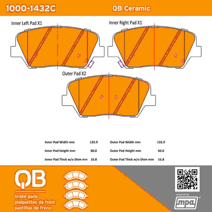 Quality-Built QB Ceramic Brake Pads 1000-1432C