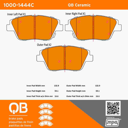 Quality-Built QB Ceramic Brake Pads 1000-1444C