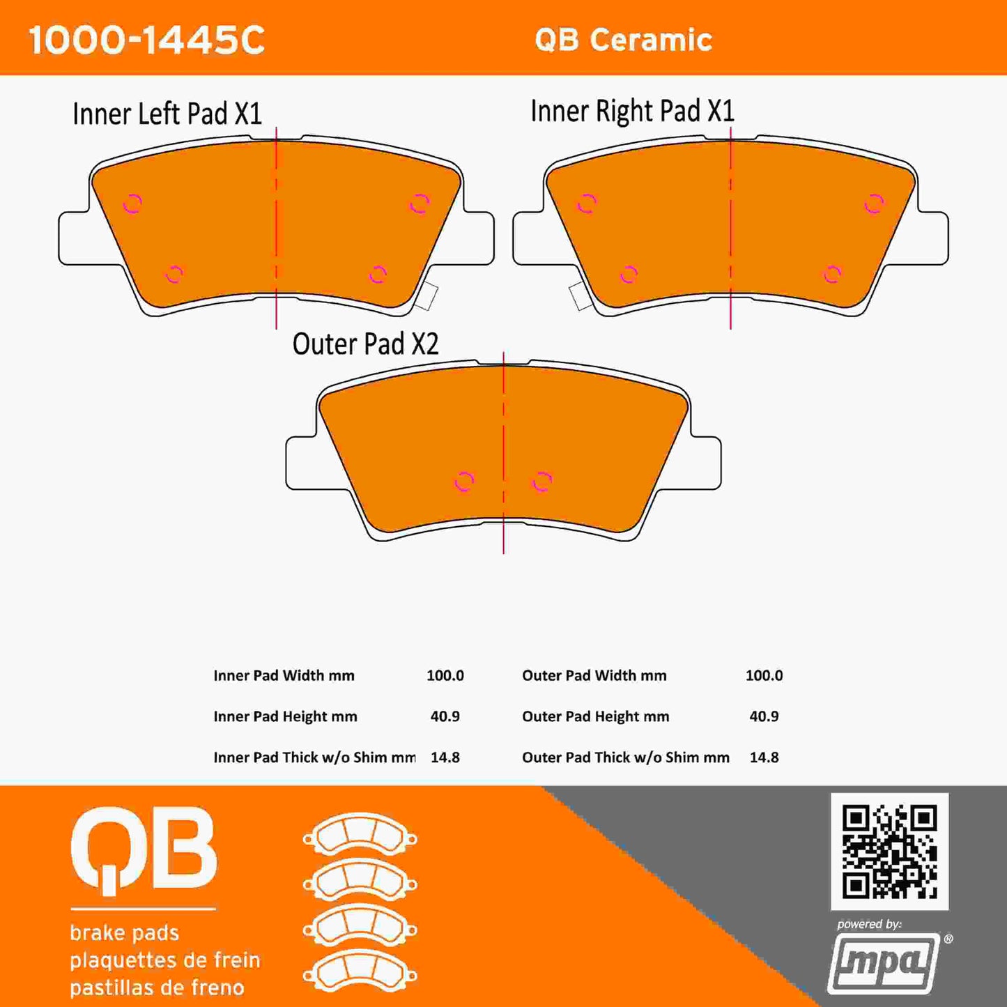 Quality-Built QB Ceramic Brake Pads 1000-1445C