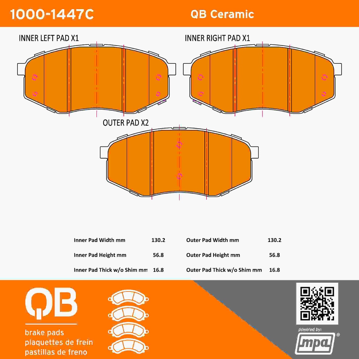 Quality-Built QB Ceramic Brake Pads 1000-1447C