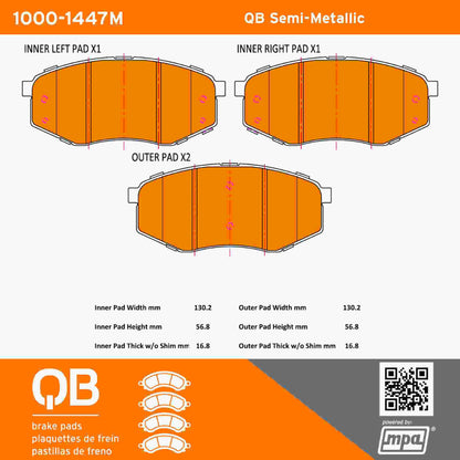 Quality-Built QB Semi-Metallic Brake Pads 1000-1447M