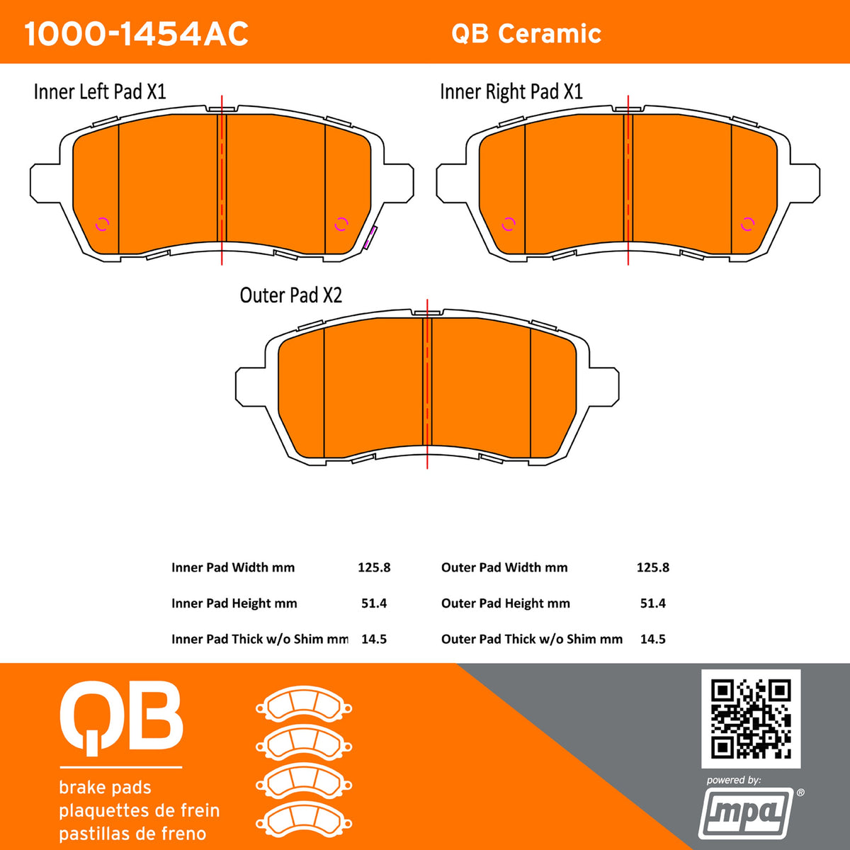 Quality-Built QB Ceramic Brake Pads 1000-1454AC