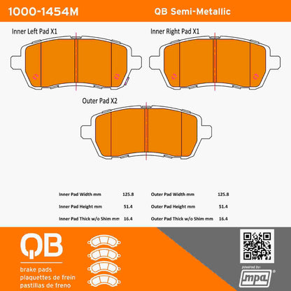 Quality-Built QB Semi-Metallic Brake Pads 1000-1454M