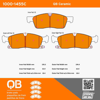 Quality-Built QB Ceramic Brake Pads 1000-1455C