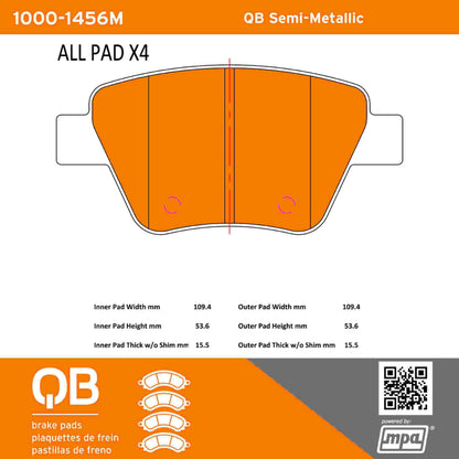 Quality-Built QB Semi-Metallic Brake Pads 1000-1456M