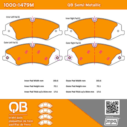 Quality-Built QB Semi-Metallic Brake Pads 1000-1479M