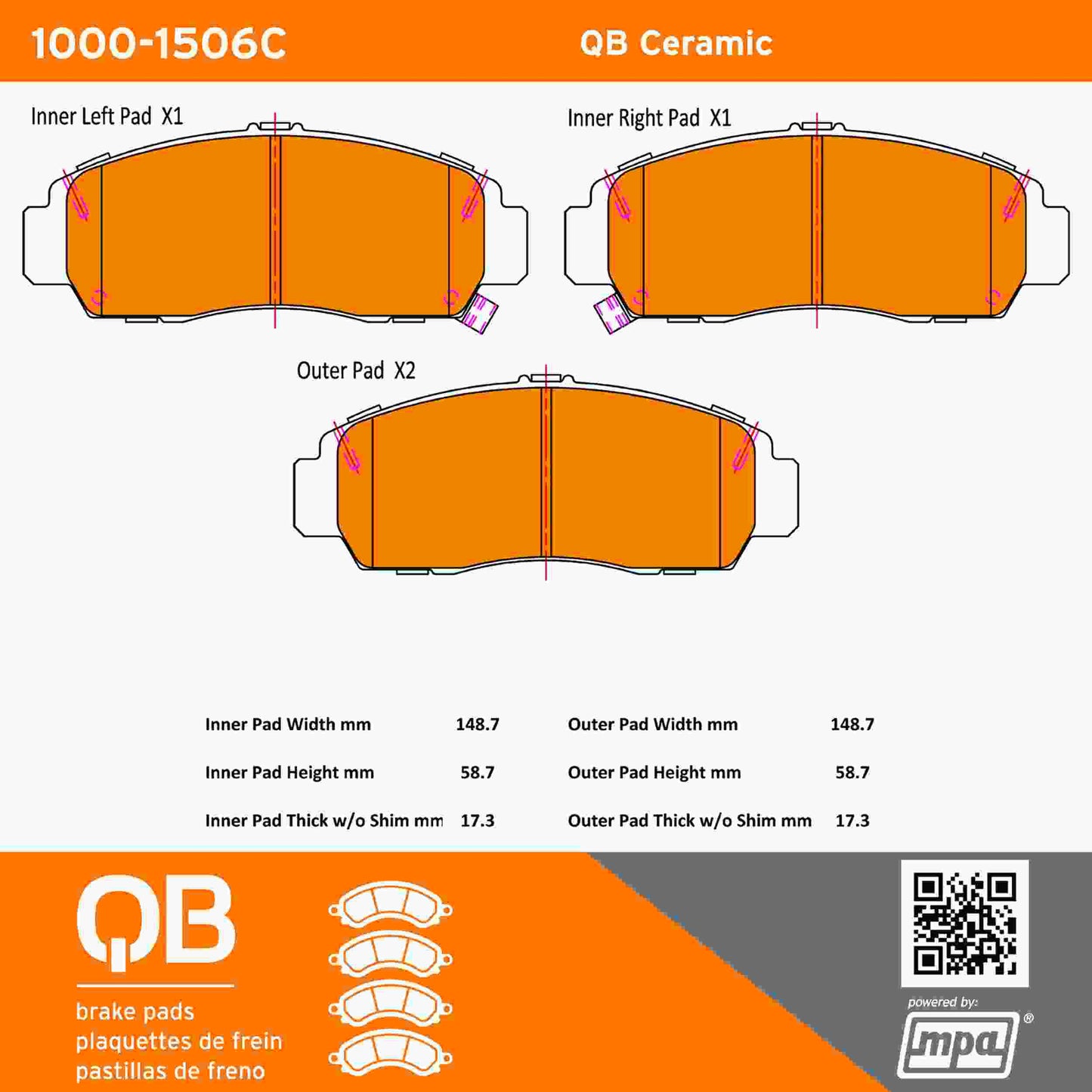 Quality-Built QB Ceramic Brake Pads 1000-1506C