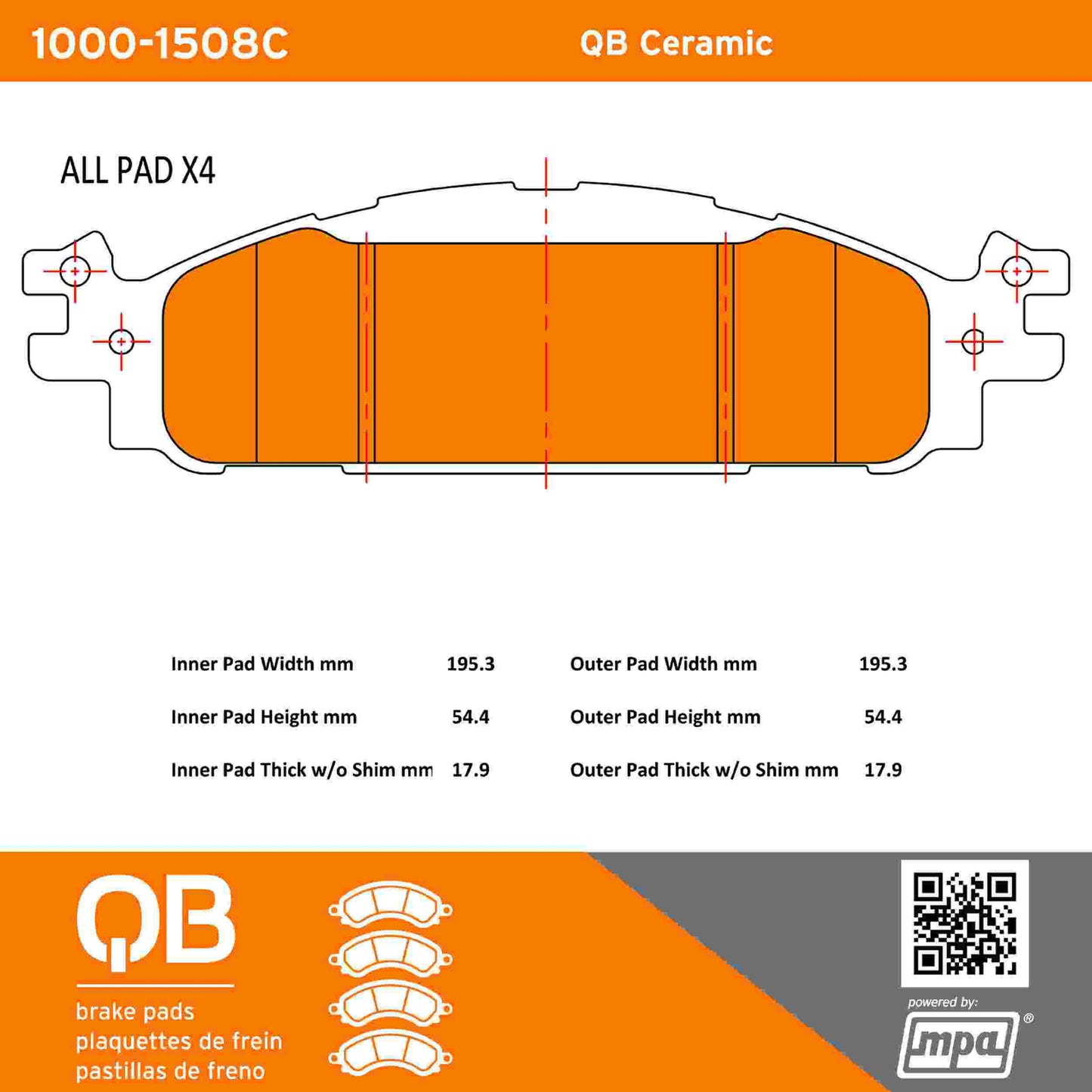 Quality-Built QB Ceramic Brake Pads 1000-1508C