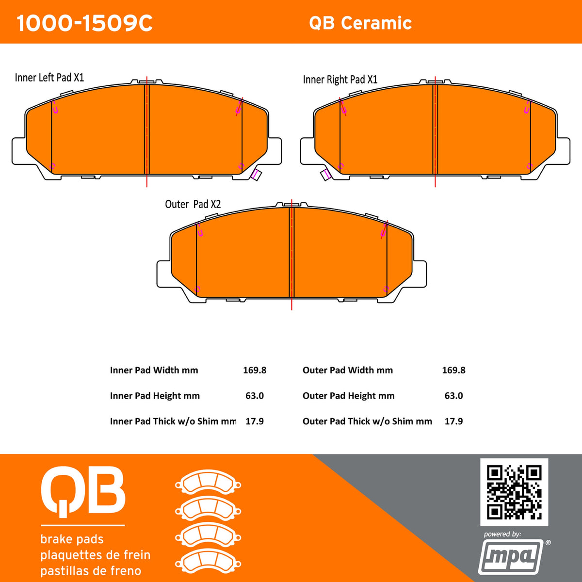 Quality-Built QB Ceramic Brake Pads 1000-1509C