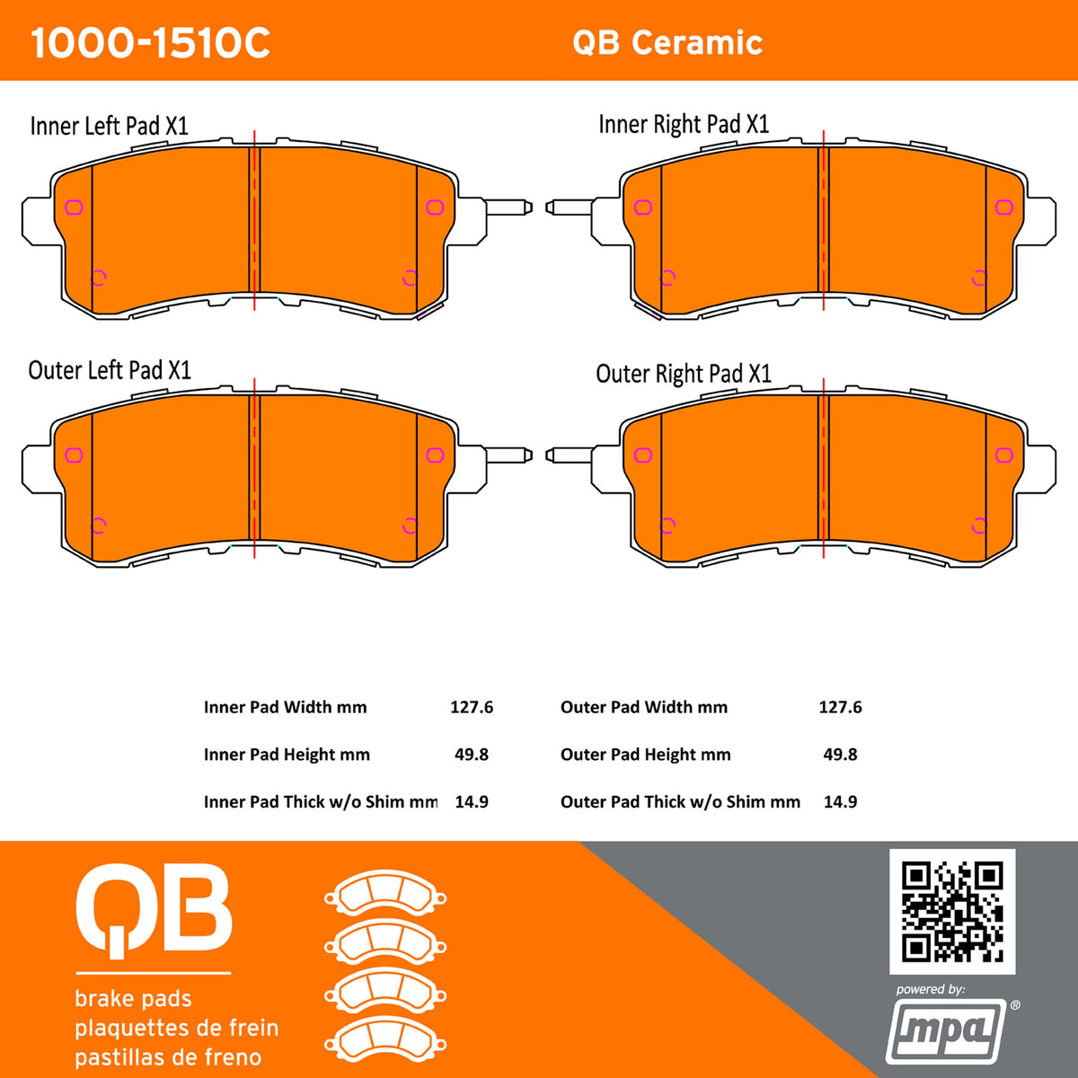 Quality-Built QB Ceramic Brake Pads 1000-1510C