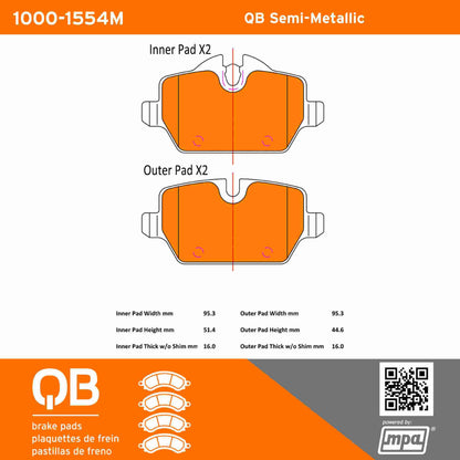 Quality-Built QB Semi-Metallic Brake Pads 1000-1554M