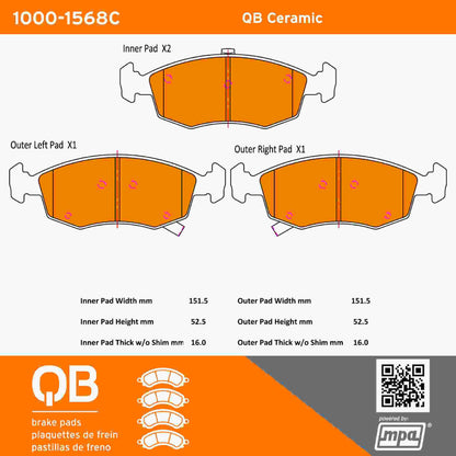 Quality-Built QB Ceramic Brake Pads 1000-1568C