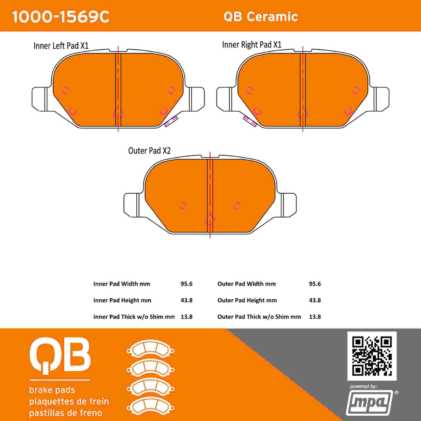 Quality-Built QB Ceramic Brake Pads 1000-1569C