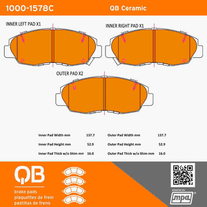 Quality-Built QB Ceramic Brake Pads 1000-1578C