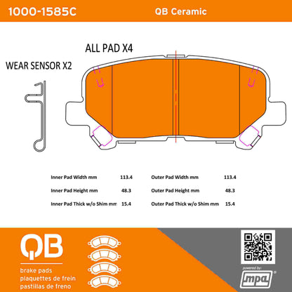Quality-Built QB Ceramic Brake Pads 1000-1585C