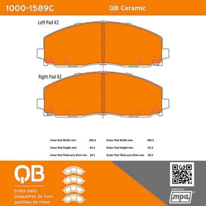 Quality-Built QB Ceramic Brake Pads 1000-1589C