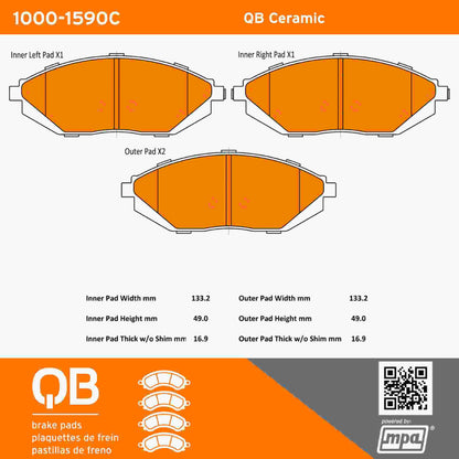Quality-Built QB Ceramic Brake Pads 1000-1590C