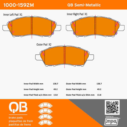 Quality-Built QB Semi-Metallic Brake Pads 1000-1592M