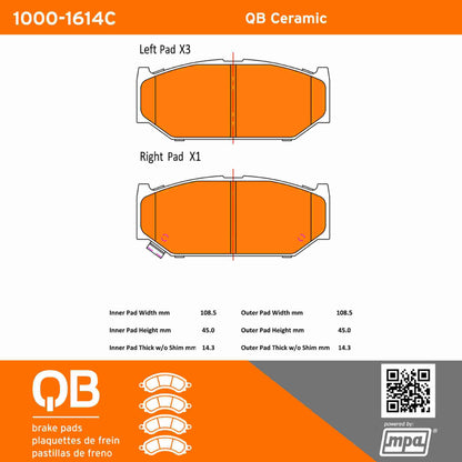 Quality-Built QB Ceramic Brake Pads 1000-1614C