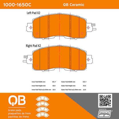 Quality-Built QB Ceramic Brake Pads 1000-1650C